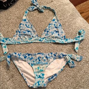 American Eagle Outfitters Blue Floral Bikini